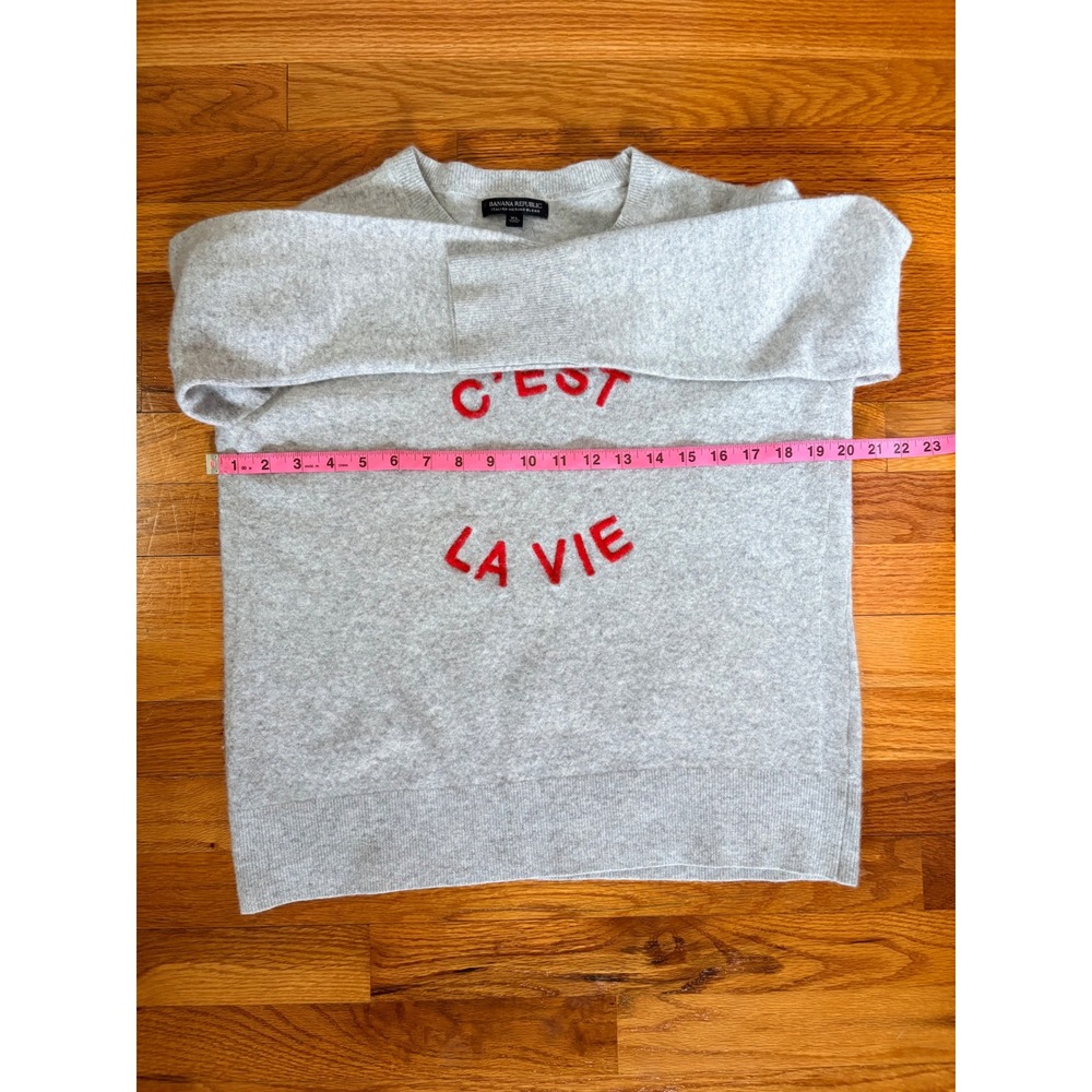 Banana Republic C'est La Vie Gray Italian Merino Wool Blend Lux Sweater Women XL - Picture 4 of 5